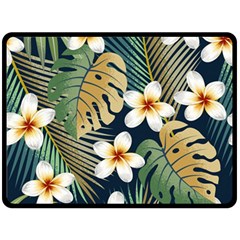 Seamless Pattern With Tropical Strelitzia Flowers Leaves Exotic Background Fleece Blanket (large) by Ket1n9