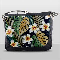 Seamless Pattern With Tropical Strelitzia Flowers Leaves Exotic Background Messenger Bag by Ket1n9