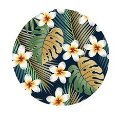 Seamless Pattern With Tropical Strelitzia Flowers Leaves Exotic Background Mini Round Pill Box by Ket1n9