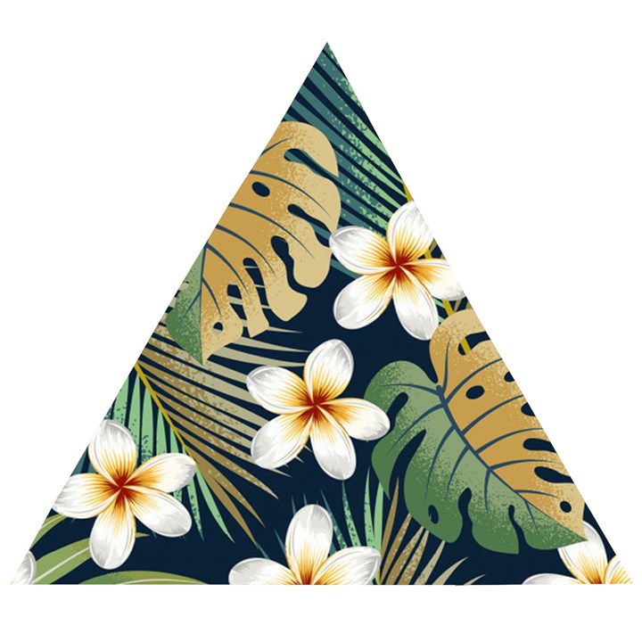 Seamless Pattern With Tropical Strelitzia Flowers Leaves Exotic Background Wooden Puzzle Triangle