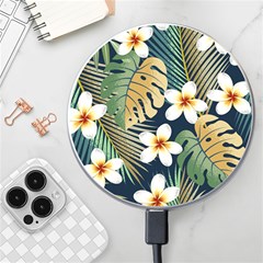 Seamless Pattern With Tropical Strelitzia Flowers Leaves Exotic Background Wireless Fast Charger(white) by Ket1n9