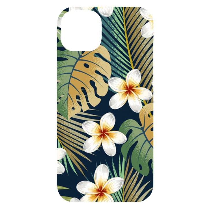 Seamless Pattern With Tropical Strelitzia Flowers Leaves Exotic Background iPhone 14 Plus Black UV Print Case