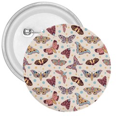 Pattern With Butterflies Moths 3  Buttons by Ket1n9