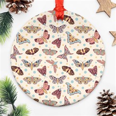 Pattern With Butterflies Moths Ornament (round) by Ket1n9