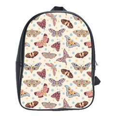 Pattern With Butterflies Moths School Bag (large)