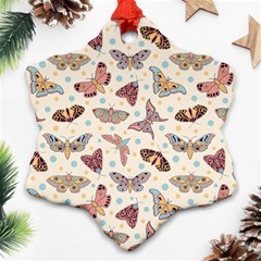 Pattern With Butterflies Moths Ornament (snowflake) by Ket1n9