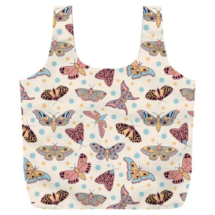 Pattern With Butterflies Moths Full Print Recycle Bag (XXXL)