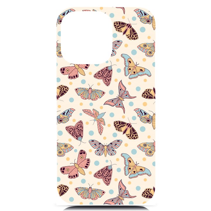 Pattern With Butterflies Moths iPhone 14 Pro Max Black UV Print Case