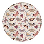 Pattern With Butterflies Moths Round Glass Fridge Magnet (4 pack) Front