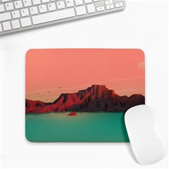 Brown Mountain Illustration Sunset Digital Art Mountains Small Mousepad by Cendanart