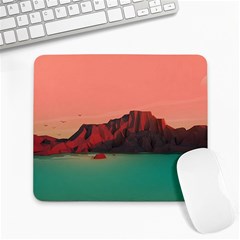 Brown Mountain Illustration Sunset Digital Art Mountains Large Mousepad by Cendanart