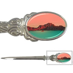 Brown Mountain Illustration Sunset Digital Art Mountains Letter Opener by Cendanart