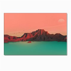 Brown Mountain Illustration Sunset Digital Art Mountains Postcards 5  X 7  (pkg Of 10) by Cendanart