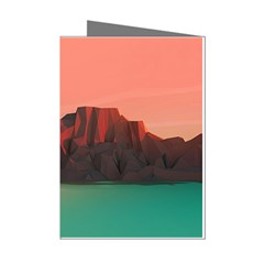 Brown Mountain Illustration Sunset Digital Art Mountains Mini Greeting Cards (pkg Of 8) by Cendanart