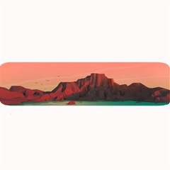 Brown Mountain Illustration Sunset Digital Art Mountains Large Bar Mat by Cendanart