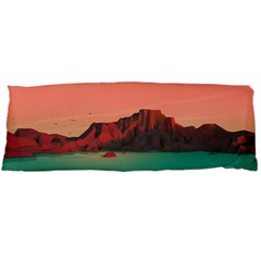 Brown Mountain Illustration Sunset Digital Art Mountains Body Pillow Case (dakimakura) by Cendanart