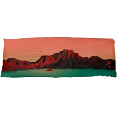 Brown Mountain Illustration Sunset Digital Art Mountains Body Pillow Case Dakimakura (two Sides) by Cendanart