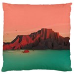 Brown Mountain Illustration Sunset Digital Art Mountains Large Cushion Case (Two Sides) Front