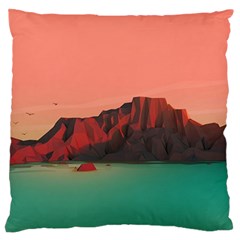 Brown Mountain Illustration Sunset Digital Art Mountains Standard Premium Plush Fleece Cushion Case (two Sides) by Cendanart