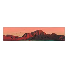 Brown Mountain Illustration Sunset Digital Art Mountains Velvet Scrunchie