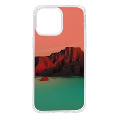 Brown Mountain Illustration Sunset Digital Art Mountains Iphone 14 Pro Max Tpu Uv Print Case