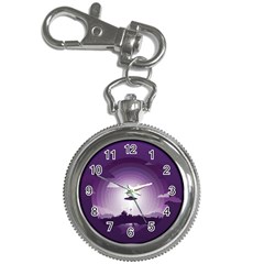 Ufo Illustration Style Minimalism Silhouette Key Chain Watches by Cendanart