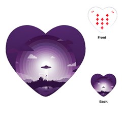 Ufo Illustration Style Minimalism Silhouette Playing Cards Single Design (heart)