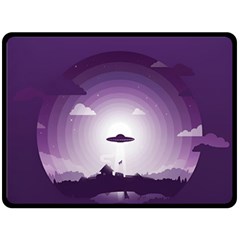 Ufo Illustration Style Minimalism Silhouette Fleece Blanket (large) by Cendanart