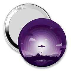 Ufo Illustration Style Minimalism Silhouette 3  Handbag Mirrors by Cendanart