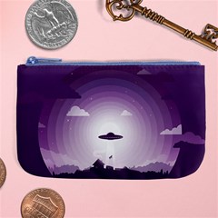 Ufo Illustration Style Minimalism Silhouette Large Coin Purse by Cendanart