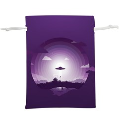 Ufo Illustration Style Minimalism Silhouette Lightweight Drawstring Pouch (xl) by Cendanart