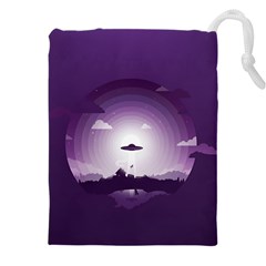 Ufo Illustration Style Minimalism Silhouette Drawstring Pouch (4xl) by Cendanart