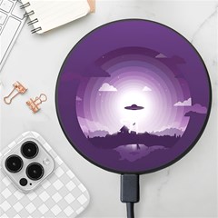 Ufo Illustration Style Minimalism Silhouette Wireless Fast Charger(black) by Cendanart