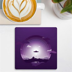 Ufo Illustration Style Minimalism Silhouette Uv Print Square Tile Coaster  by Cendanart