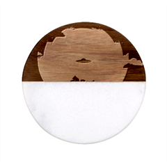 Ufo Illustration Style Minimalism Silhouette Classic Marble Wood Coaster (round)  by Cendanart