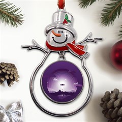 Ufo Illustration Style Minimalism Silhouette Metal Snowman Ornament by Cendanart