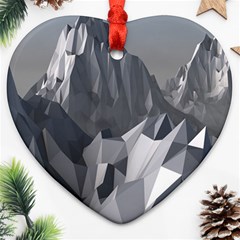 Gray Mountain Illustration Grey Mountain Digital Heart Ornament (two Sides) by Cendanart