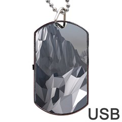 Gray Mountain Illustration Grey Mountain Digital Dog Tag Usb Flash (one Side) by Cendanart