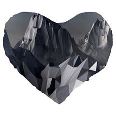 Gray Mountain Illustration Grey Mountain Digital Large 19  Premium Heart Shape Cushions