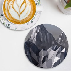 Gray Mountain Illustration Grey Mountain Digital Uv Print Round Tile Coaster by Cendanart