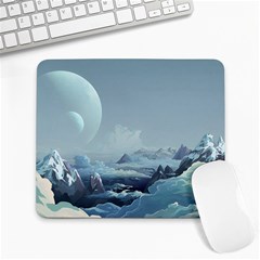 Mountain Covered Snow Mountains Clouds Fantasy Art Large Mousepad by Cendanart