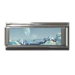 Mountain Covered Snow Mountains Clouds Fantasy Art Superlink Italian Charm (9mm) by Cendanart