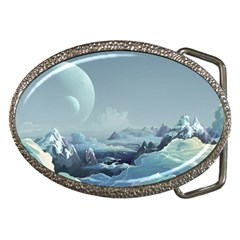 Mountain Covered Snow Mountains Clouds Fantasy Art Belt Buckles by Cendanart