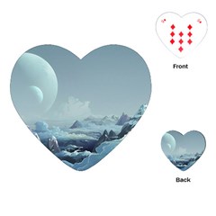 Mountain Covered Snow Mountains Clouds Fantasy Art Playing Cards Single Design (heart) by Cendanart