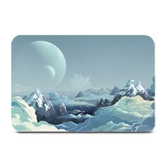 Mountain Covered Snow Mountains Clouds Fantasy Art Plate Mats by Cendanart