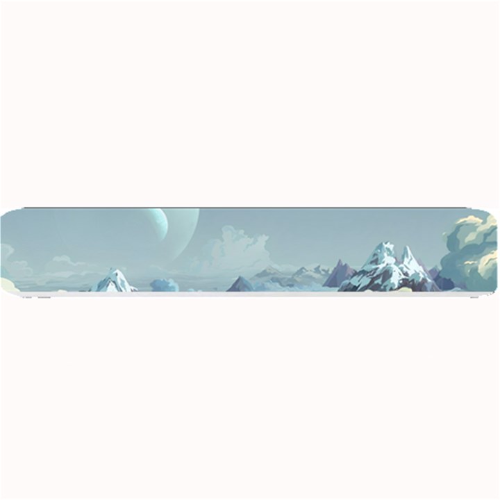 Mountain Covered Snow Mountains Clouds Fantasy Art Small Bar Mat