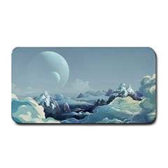 Mountain Covered Snow Mountains Clouds Fantasy Art Medium Bar Mat by Cendanart