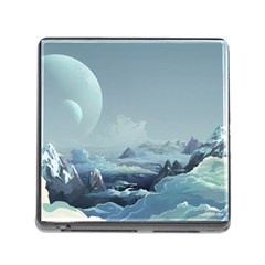 Mountain Covered Snow Mountains Clouds Fantasy Art Memory Card Reader (square 5 Slot)