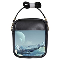 Mountain Covered Snow Mountains Clouds Fantasy Art Girls Sling Bag by Cendanart