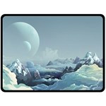 Mountain Covered Snow Mountains Clouds Fantasy Art Fleece Blanket (Large) 80 x60  Blanket Front